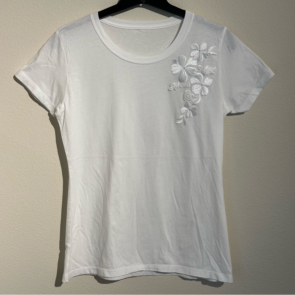 White Floral Embroidered Women's Top